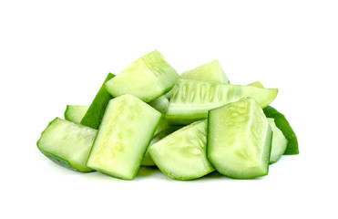 Poster - chopped cucumber isolated on white background