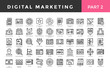 Digital marketing icons, thin line style, big set. Part two. Vector illustration