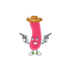 Sticker - A masculine cowboy cartoon drawing of fusobacteria holding guns