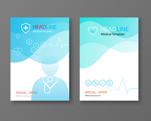 Wall Mural - healthcare cover, template design and flat icons for a report and medical brochure design, flyer, le