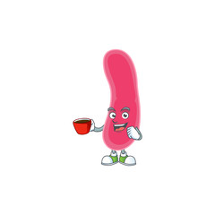 Poster - A mascot design character of fusobacteria drinking a cup of coffee