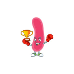 Sticker - Proudly face of boxing winner fusobacteria cartoon character design