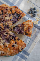 Wall Mural - sweet home made almond blueberry pie on a plate