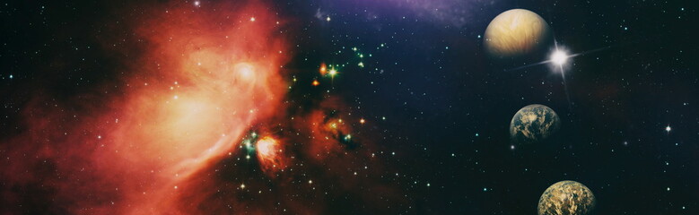 Wall Mural - cosmic art ,multicolor outer space. star field and nebula in deep space many light years far from pl