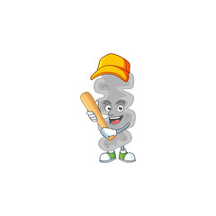 Wall Mural - cartoon design concept of leptospirillum ferriphilum playing baseball with stick