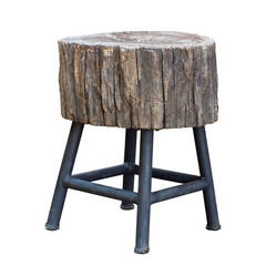 Tree Stump Chair Isolated on White with Clipping Path