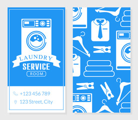 Poster - Laundry Service Business Card Template, Two Sides of Invitation Card Vector Illustration