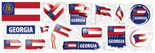 Vector Set Of Flags Of The American State Of Georgia In Different Designs