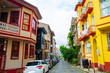 Historical, Old, Colorful Houses in Kuzguncuk, classic Ottoman wooden architecture in Kuzguncuk ,Istanbul, Turkey.