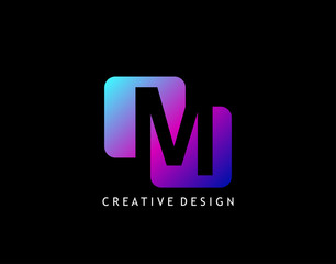 Wall Mural - Creative Negative Space M Letter Logo, geometric shape design concept with initial M icon for technology, business, finance and more brand identity.