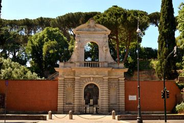 Wall Mural - View of the entrance of Forum Romanum closed without tourists due to the phase 2 of lockdown