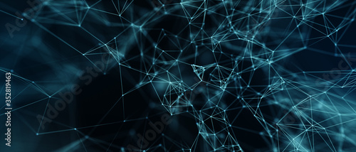 Fotografía Abstract futuristic - technology with polygonal shapes on dark blue background