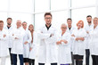 © ASDF - confident scientific leader standing in front of a team of young scientists.