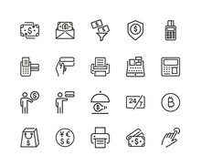 ATM Icon Set. Can Be Used For Topics Like Salary, Management, Currency, Banking