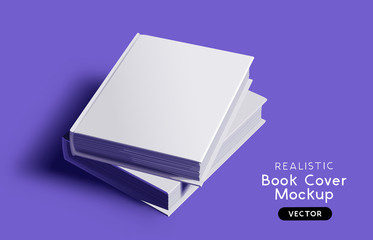 blank book cover mockup design layout with shadows for branding. vector illustration.