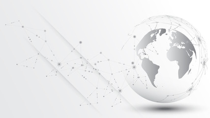 Wall Mural - global network connection world map abstract technology background global business innovation concep