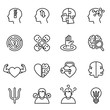 Schizophrenia, mental health, psychology icon set with white background. Thin line style stock vector.