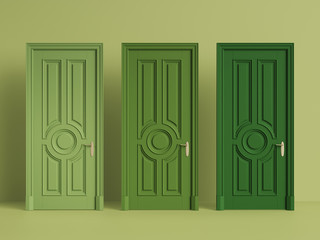 Canvas Print - 3 Classic door on green background