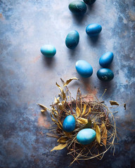 Naturally dyed blue easter egg