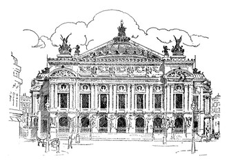 Wall Mural - The Opera, Paris, vintage illustration.