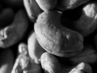 Black and white photo of cashews