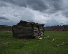 A Old Cabin On A Cattle Ranch In The Western United States.