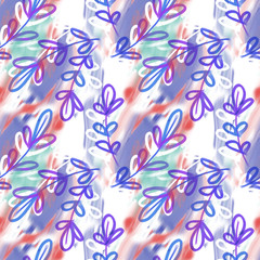 Wall Mural - Leaves seamless pattern. Watercolor background.