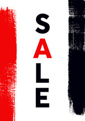 Sale sign with two grunge stripes on the sides. Creative shop banner.