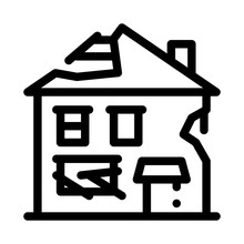 Ruined House Icon Vector. Ruined House Sign. Isolated Contour Symbol Illustration