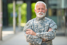 Portrait Of Senior Soldier Outdoor