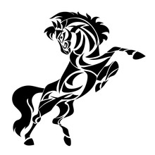 Ethnic Tribal Horse. Abstract Totem Animal Symbol. For T-shirt, Bag, Postcard,and Logo. Tattoo Design