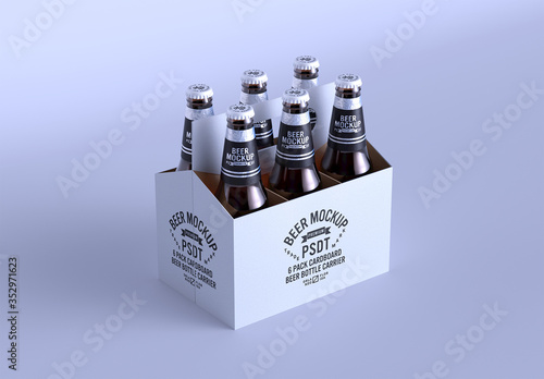 Download 6 Pack Cardboard Beer Bottle Carrier Mockup Stock Template Adobe Stock