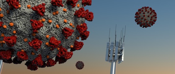 Coronavirus 5G Antenna 3D illustration