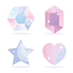 Sticker - gems diamond star heart jewelry luxury icons set cartoon