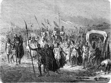The Departure Of The Crusaders, Vintage Illustration.