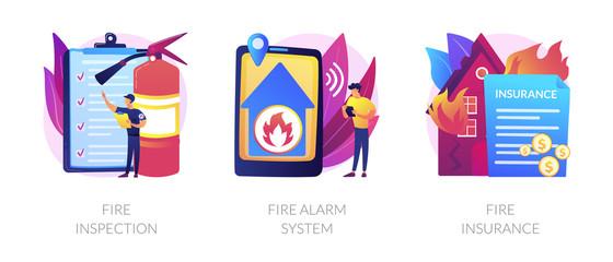 Wall Mural - firefighter equipment, notification technology control. real estate damage compensation. fire inspec