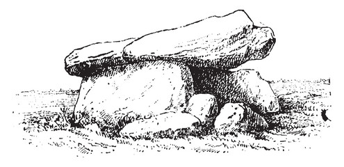 Wall Mural - Dolmen (from Peyrignaroi, Aveyron), vintage illustration.