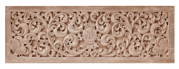 Pattern of flower carved on wood background