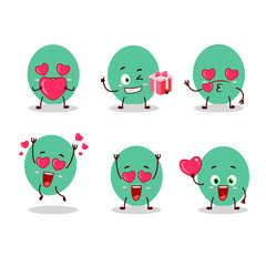 Wall Mural - Green baloon cartoon character with love cute emoticon