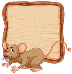 Poster - Board template with cute brown mouse on white background