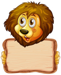 Canvas Print - Board template with cute lion on white background