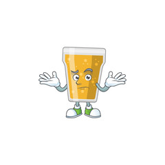 Wall Mural - A cartoon image of mug of beer in smirking face