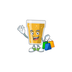 Poster - Happy rich mug of beer Caricature picture with shopping bags