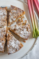 Wall Mural - Home made Sweet Rhubarb cake with fresh rhubarb and cinnamon streusel