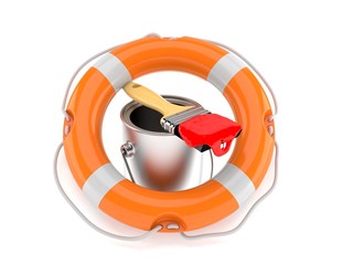 Canvas Print - Paint can inside life buoy