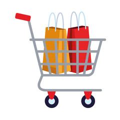 Sticker - paper shopping bags in cart