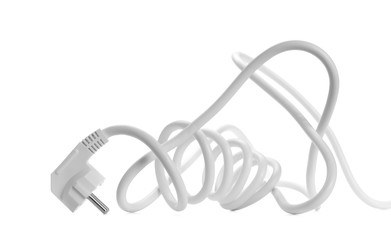 White electric power cable with plug isolated