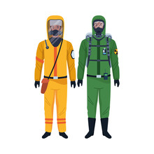 Workers Wearing Biosafety Suits Characters