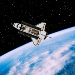 Canvas Print - shuttle above the earth. the elements of this image furnished by nasa.