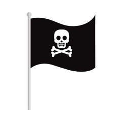 Sticker - pirate flag with a skull and bones on white background vector illustration design